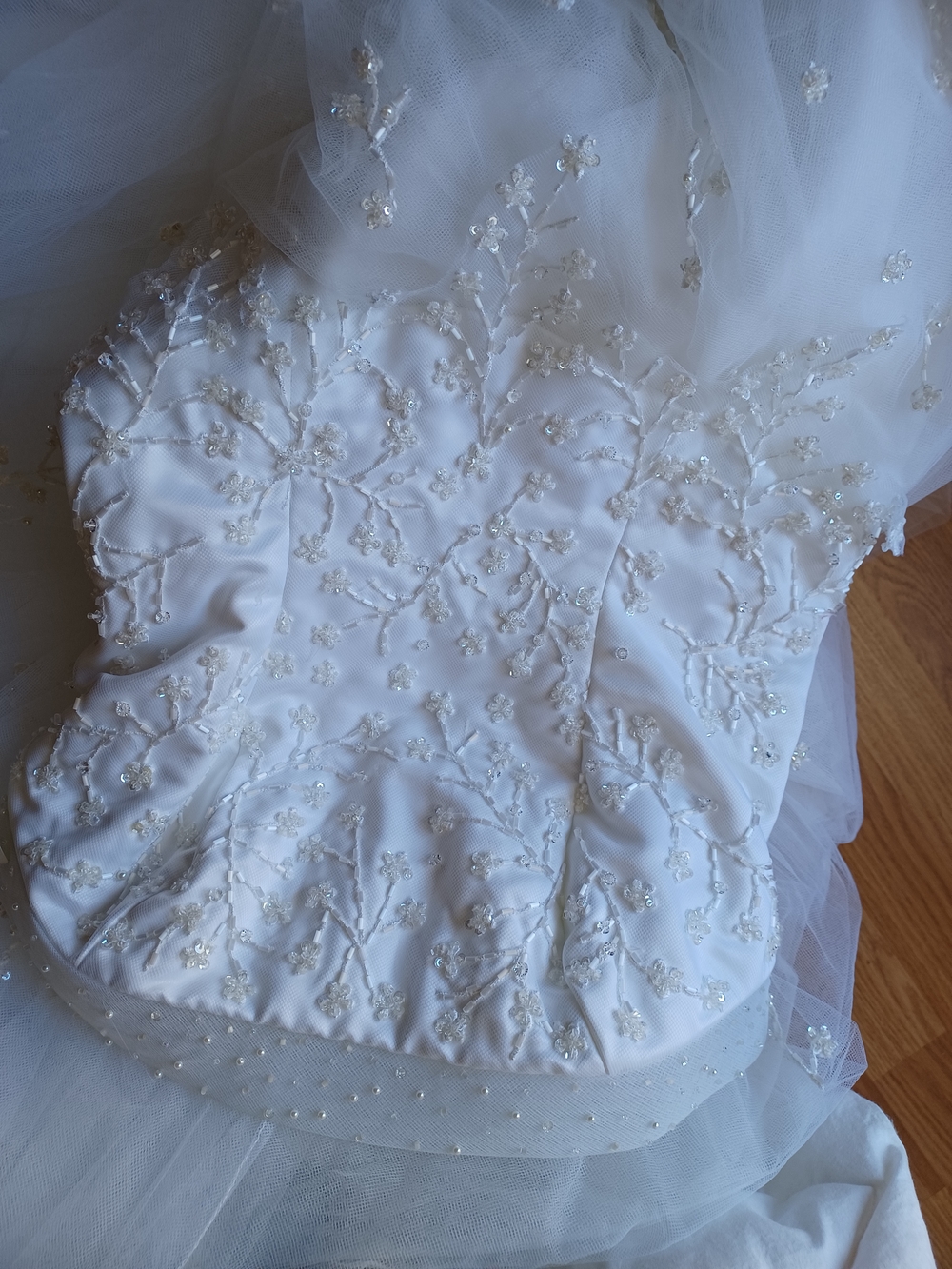Mori Lee Designer Strapless Floral Beaded Wedding Dress